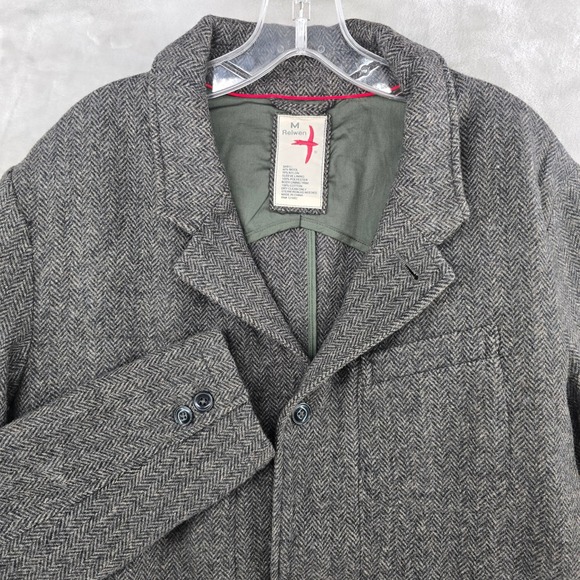 Relwen Other - Relwen Size Medium Sweatshirt Trap Blazer Gray Herringbone Wool Jacket NEW